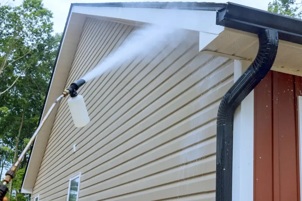 House exterior being washed